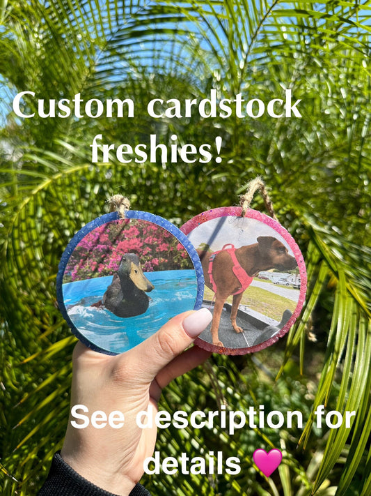 Custom Cardstock Car Freshie | Picture Cardstock Car Freshie | Car Freshie | Custom air freshener | Custom Freshie