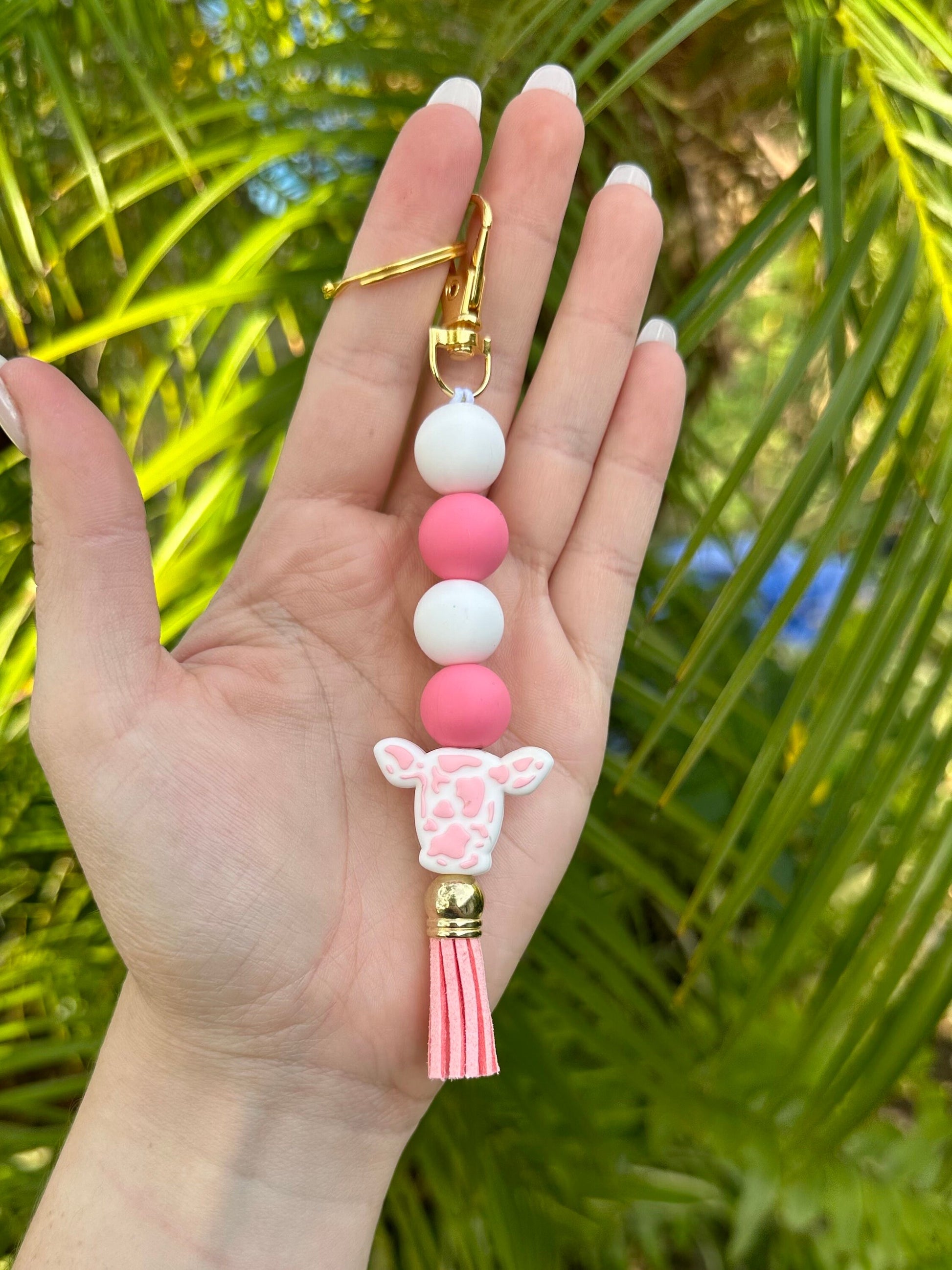 Keychain | Cow Keychain | Cow Print Keychain | Pink Cow Keychain | Western Keychain | Cute Cow | Gift | Freshie |