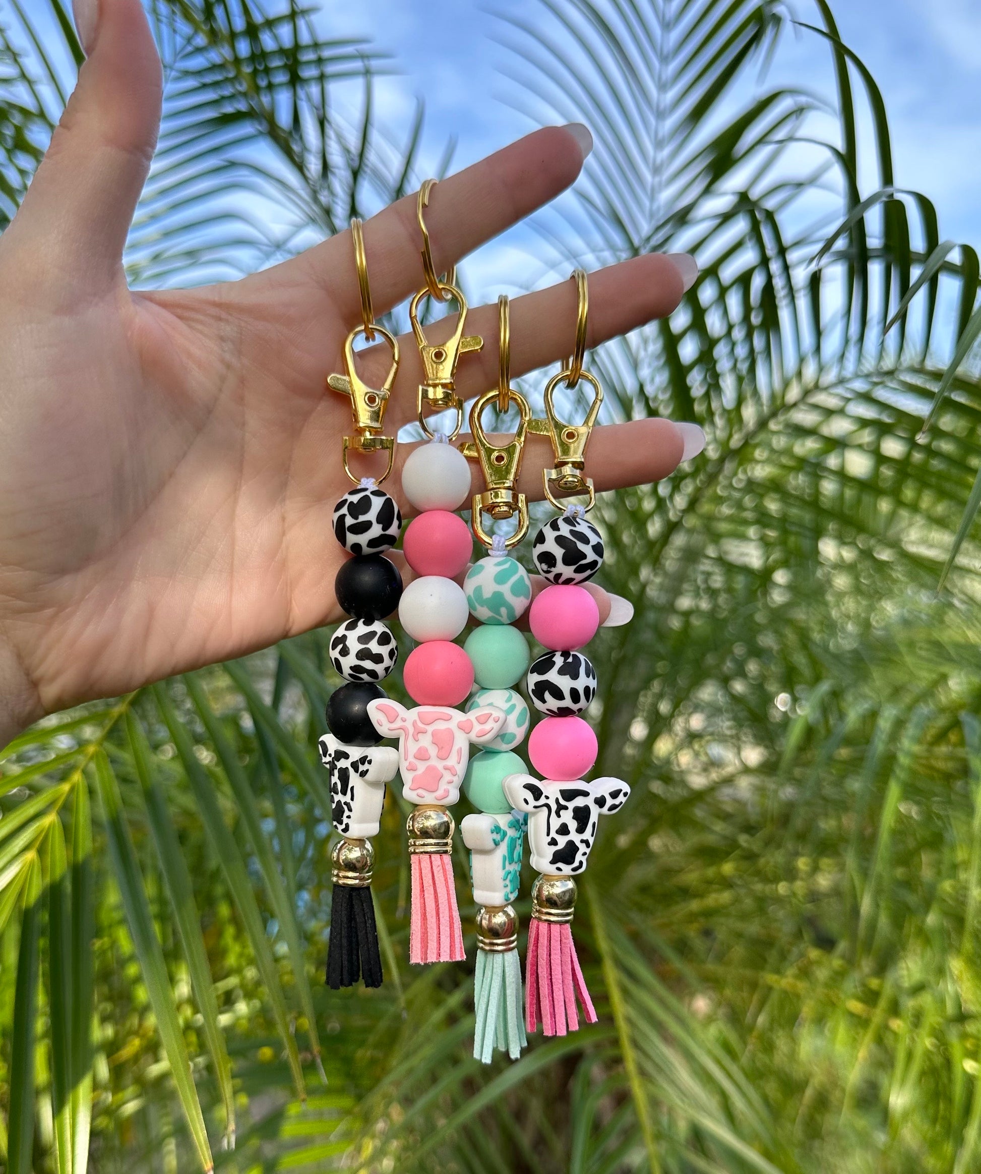 Keychain | Cow Keychain | Cow Print Keychain | Pink Cow Keychain | Western Keychain | Cute Cow | Gift | Freshie |