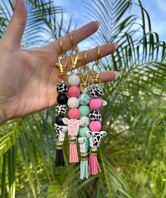 Keychain | Cow Keychain | Cow Print Keychain | Pink Cow Keychain | Western Keychain | Cute Cow | Gift | Freshie |