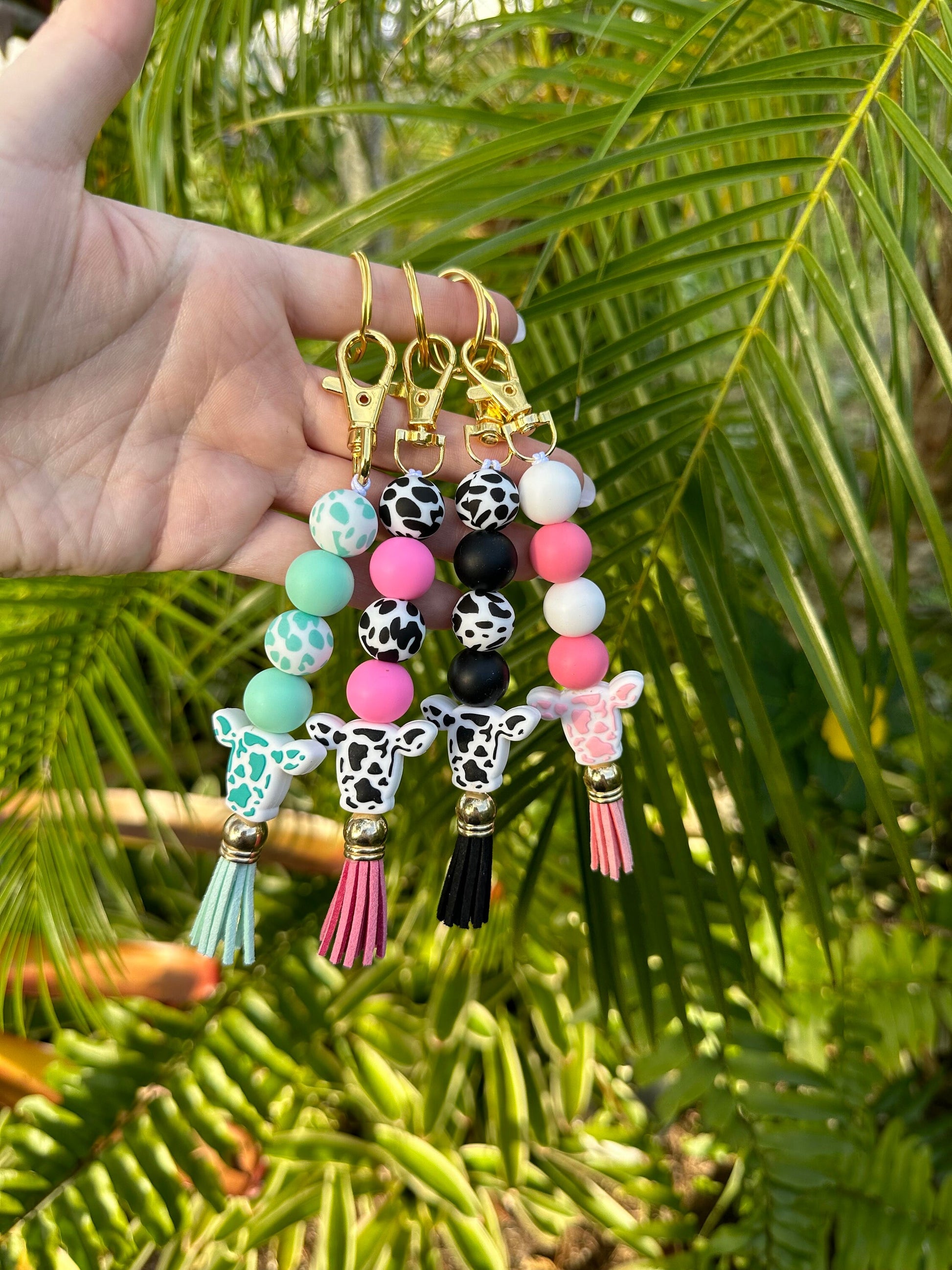 Keychain | Cow Keychain | Cow Print Keychain | Pink Cow Keychain | Western Keychain | Cute Cow | Gift | Freshie |