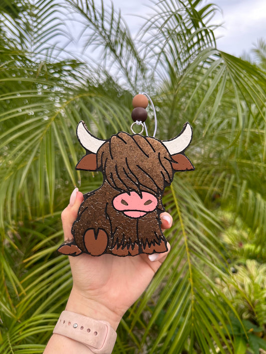 Car Freshie | Highland Cow Car Freshie | Cow Car Freshie | Sitting Cow Car Freshie | Air Freshie | freshy