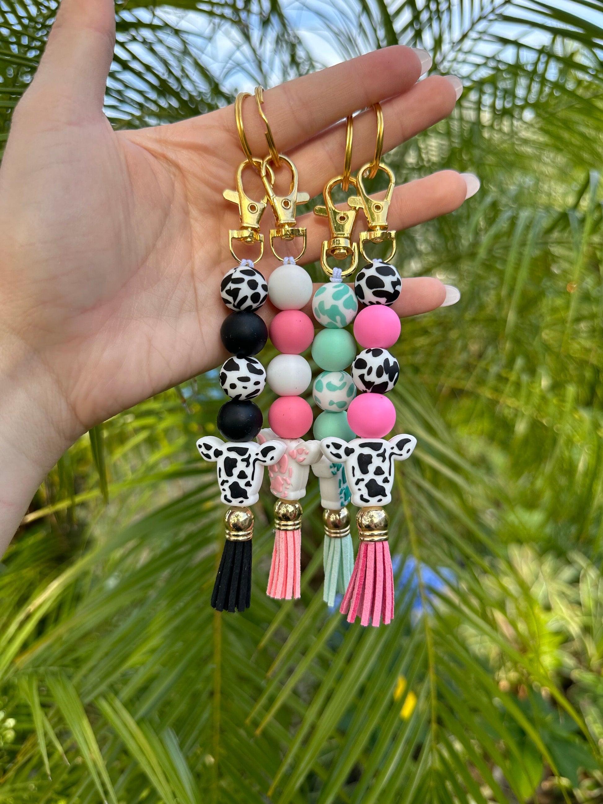 Keychain | Cow Keychain | Cow Print Keychain | Pink Cow Keychain | Western Keychain | Cute Cow | Gift | Freshie |