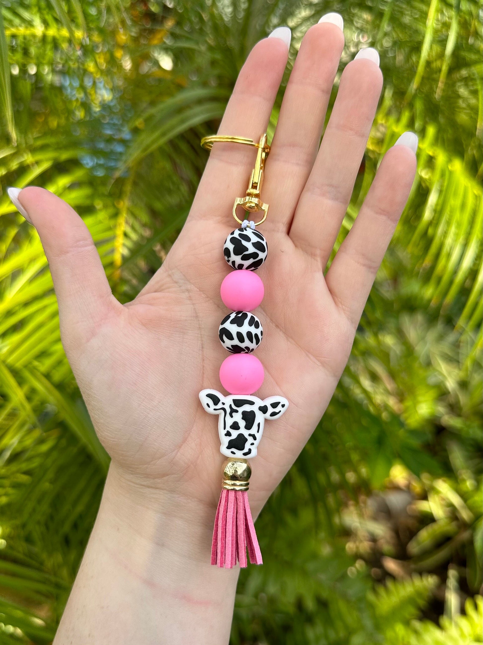 Keychain | Cow Keychain | Cow Print Keychain | Pink Cow Keychain | Western Keychain | Cute Cow | Gift | Freshie |