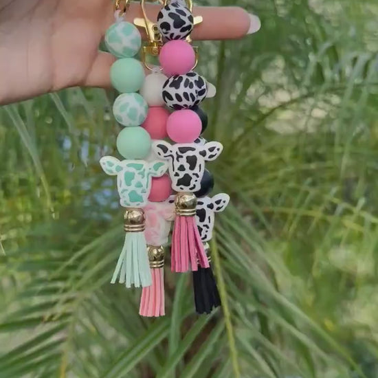 Keychain | Cow Keychain | Cow Print Keychain | Pink Cow Keychain | Western Keychain | Cute Cow | Gift | Freshie |