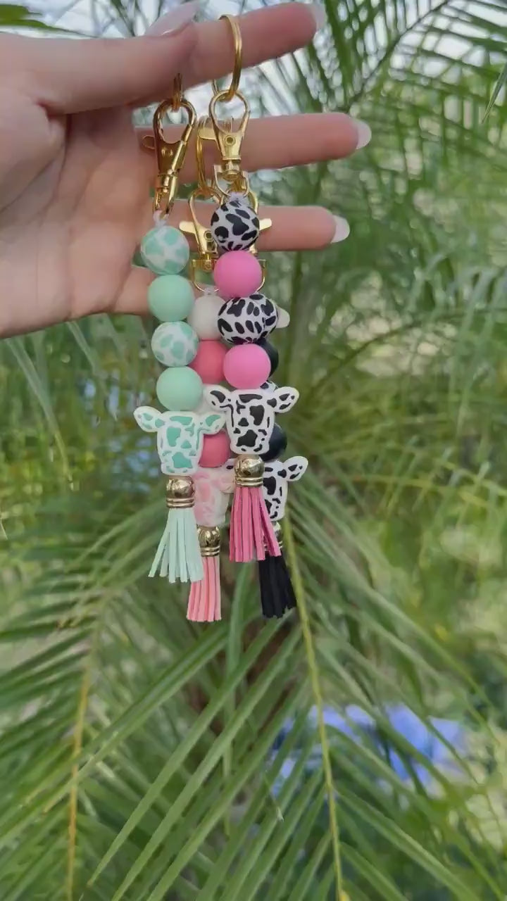 Keychain | Cow Keychain | Cow Print Keychain | Pink Cow Keychain | Western Keychain | Cute Cow | Gift | Freshie |